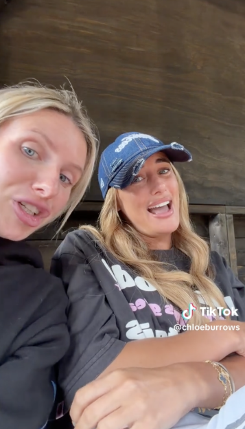 Chloe Burrows and Millie Court, from Love Island, in a video.