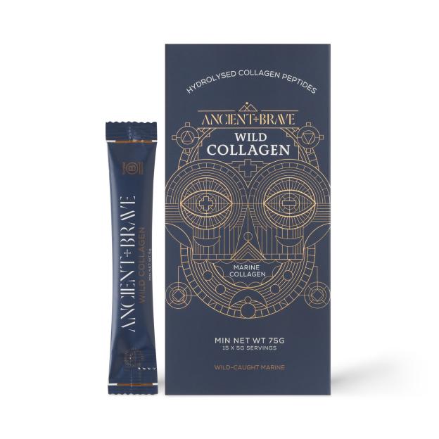 Ancient + Brave Wild Collagen box and single serving stick.