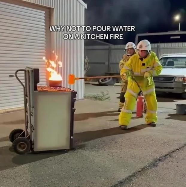'Watch This Shocking Video: Why Dousing a Kitchen Fire with Water is a Dangerous Mistake!'