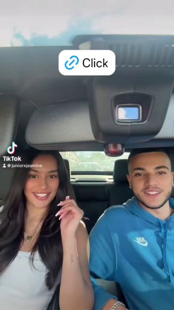 Junior Andre and Jasmine Orr in a car.