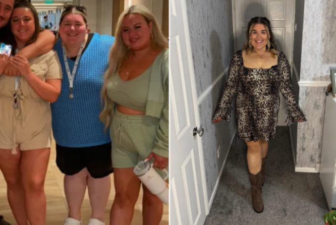 Collage of Becky Jones before and after weight loss.