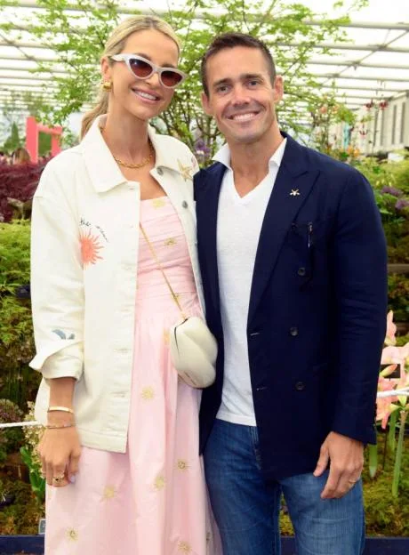 Vogue Williams and Spencer Matthews stand together at the RHS Chelsea Flower Show.