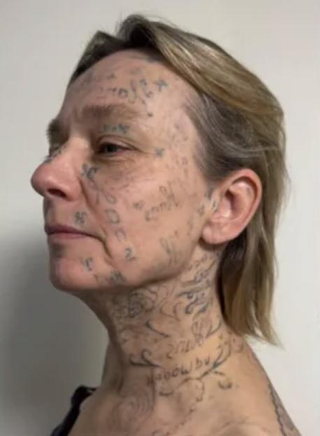 Ex boyfriend ¿tattoos his name 250 times over woman¿s face and body¿ with cheap machine he bought online