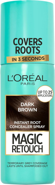 L'Oréal Paris Magic Retouch Instant Root Concealer Spray in Dark Brown.