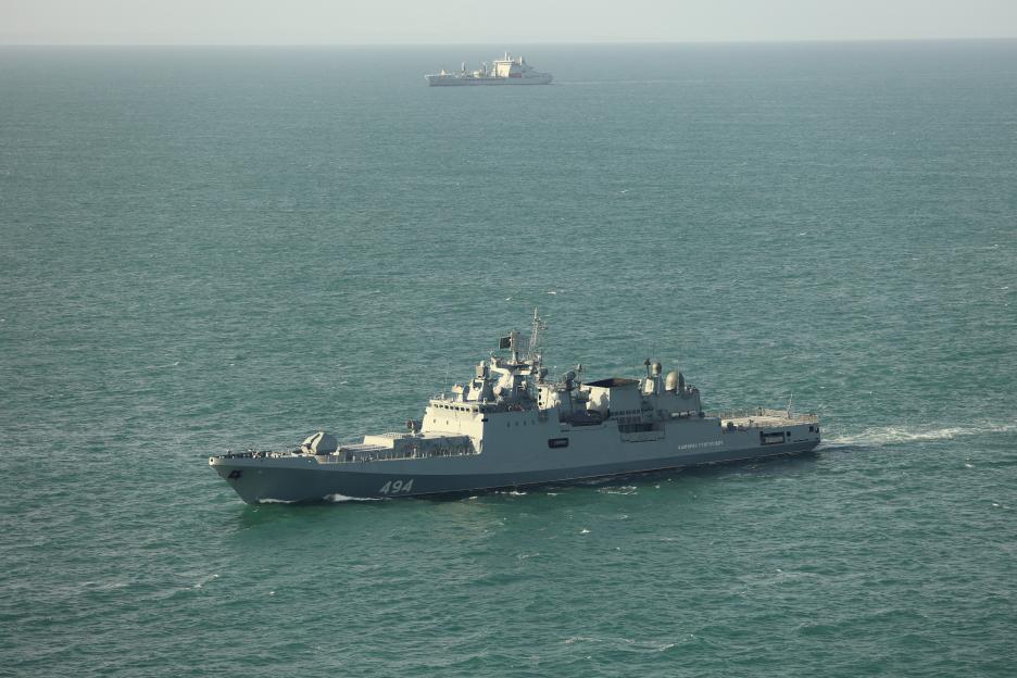 RFN Admiral Grigorovich in the foreground and RFA Tideforce in the background.