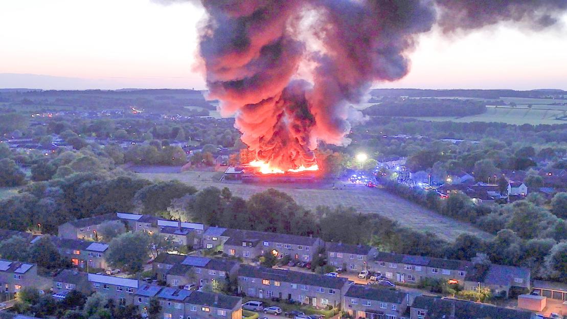 Massive Overnight Blaze Engulfs School in Market Town, Building Collapses as Crews Respond