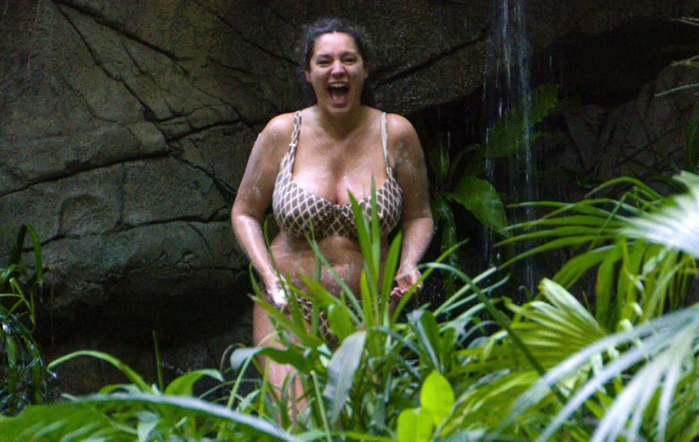 Kelly Brook in the jungle shower
