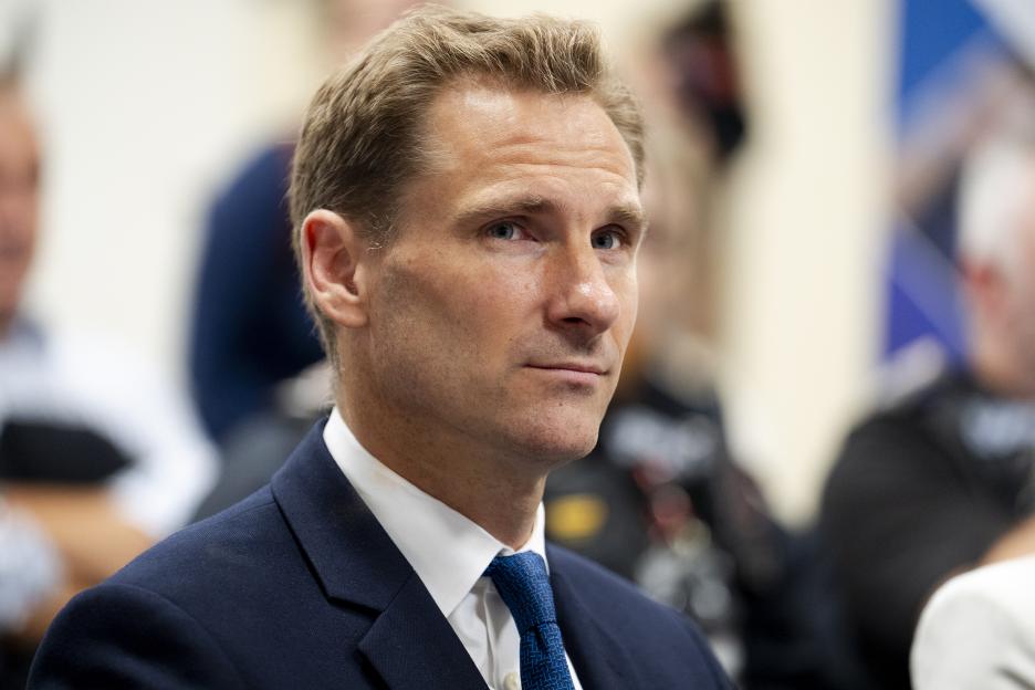 Shadow Home Secretary Chris Philp during a briefing with Surrey Police.