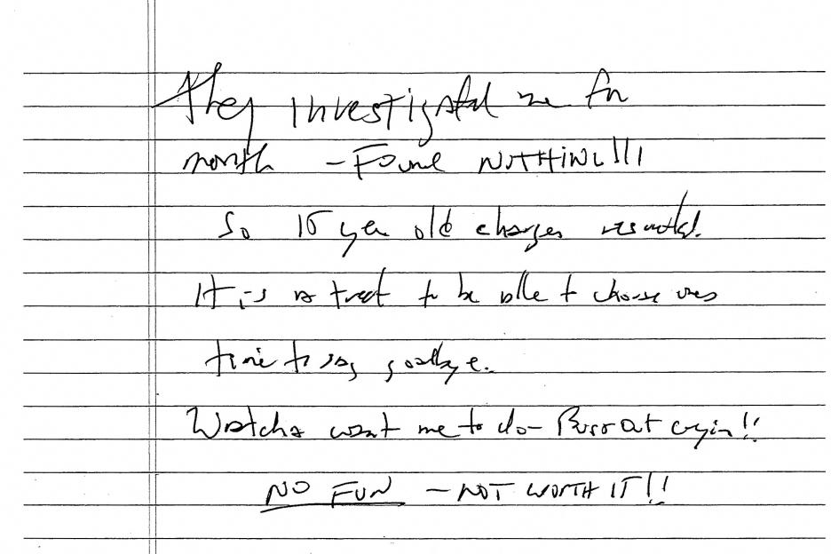 Jeffrey Epstein's 'Suicide Note' Exposed: Scrawled Message Reads 'Time to Say Goodbye' and 'No Fun'