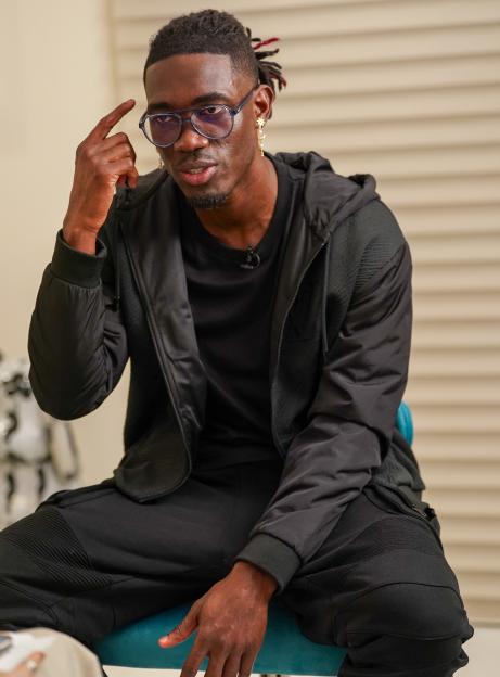 Tottenham footballer Yves Bissouma during an interview at his North London home.