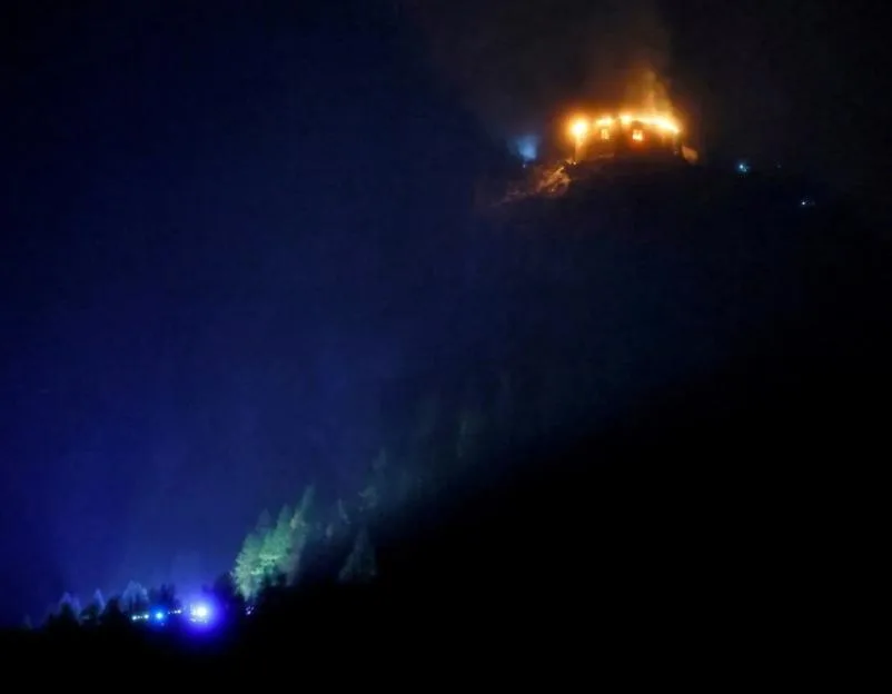 Smoke rises following a fire at the Kehlsteinhaus