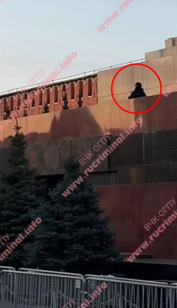 Armed FSO officer on duty at Lenin's Mausoleum on Red Square.