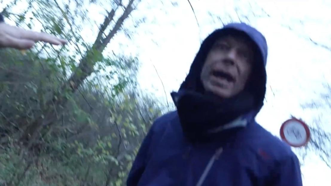 Brueckner shouting at a TV crew