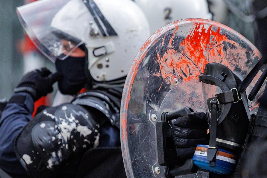 Students clash with police during Brussels education reform protest