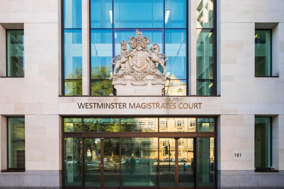 Westminster Magistrates Court building in London.