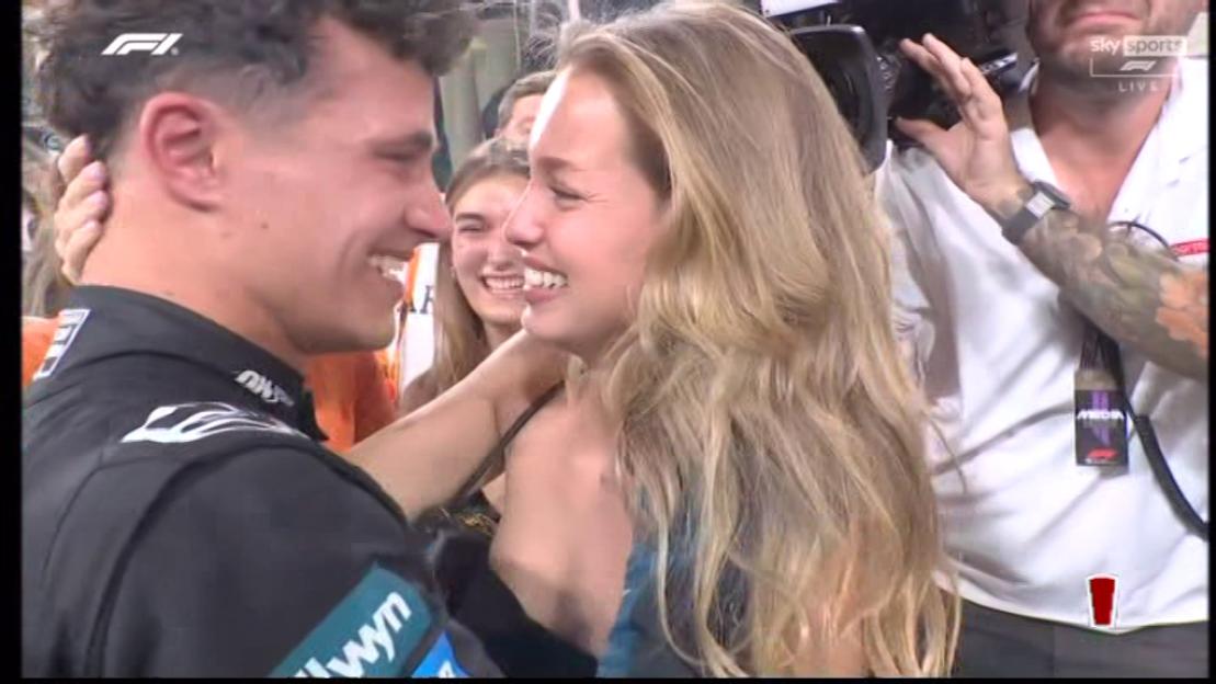 Lando Norris Celebrates F1 World Championship with Heartfelt Kiss for Girlfriend Magui Corceiro