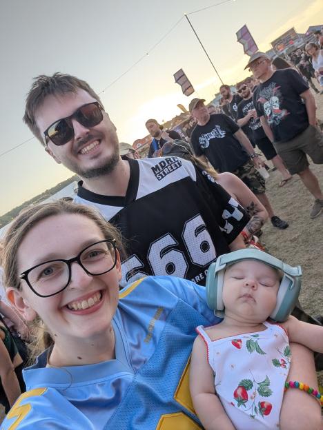 Sam King and his family at a festival.