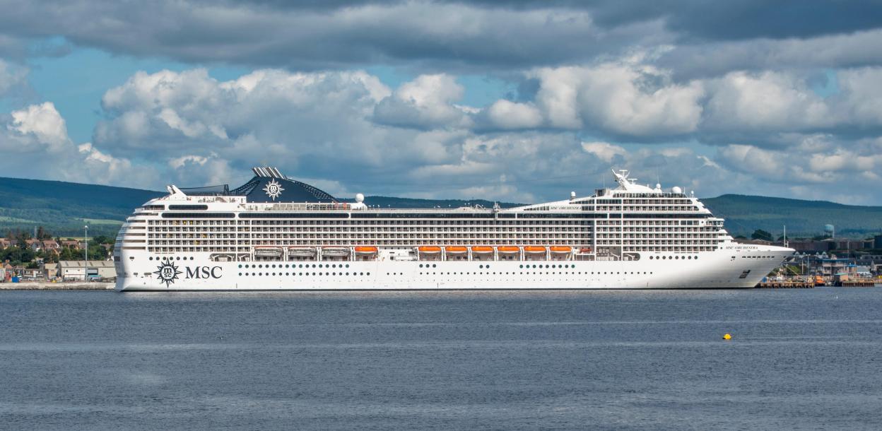 MSC Orchestra cruise liner in Cromarty Firth, Scotland.