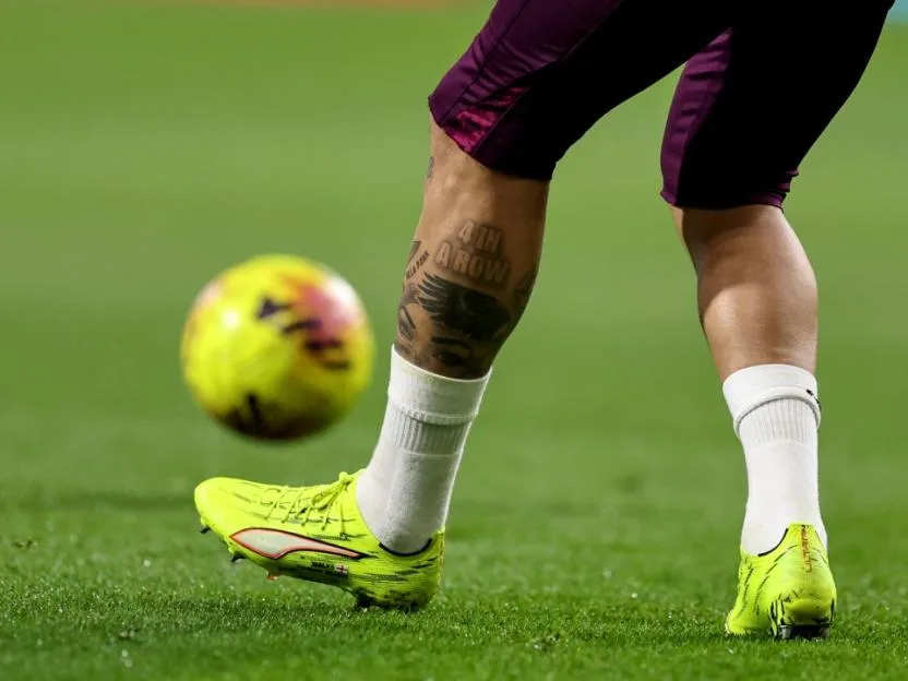 Detail of Burnley's Kyle Walker leg tattoo during the Premier League match against Crystal Palace.