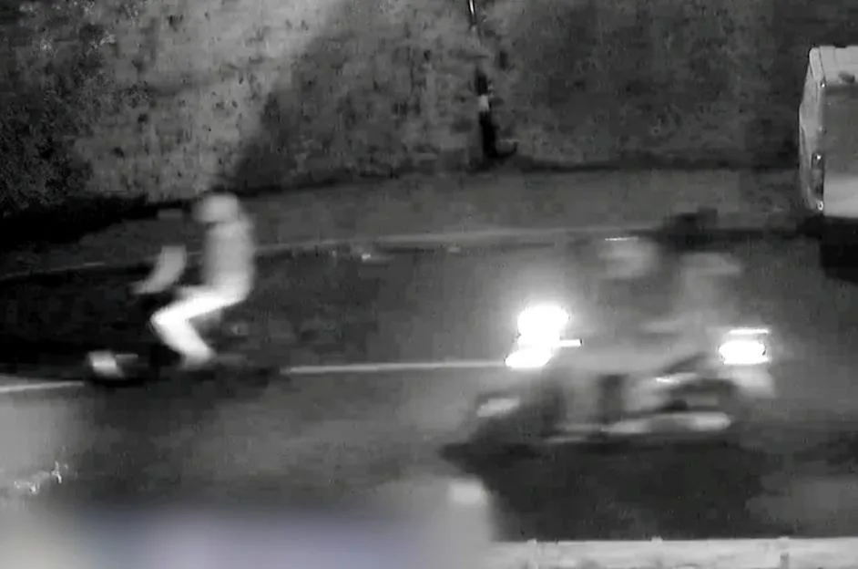 CCTV image shows offenders riding mopeds and e-bikes, with one appearing as a blur of white light, leading up to a murder.