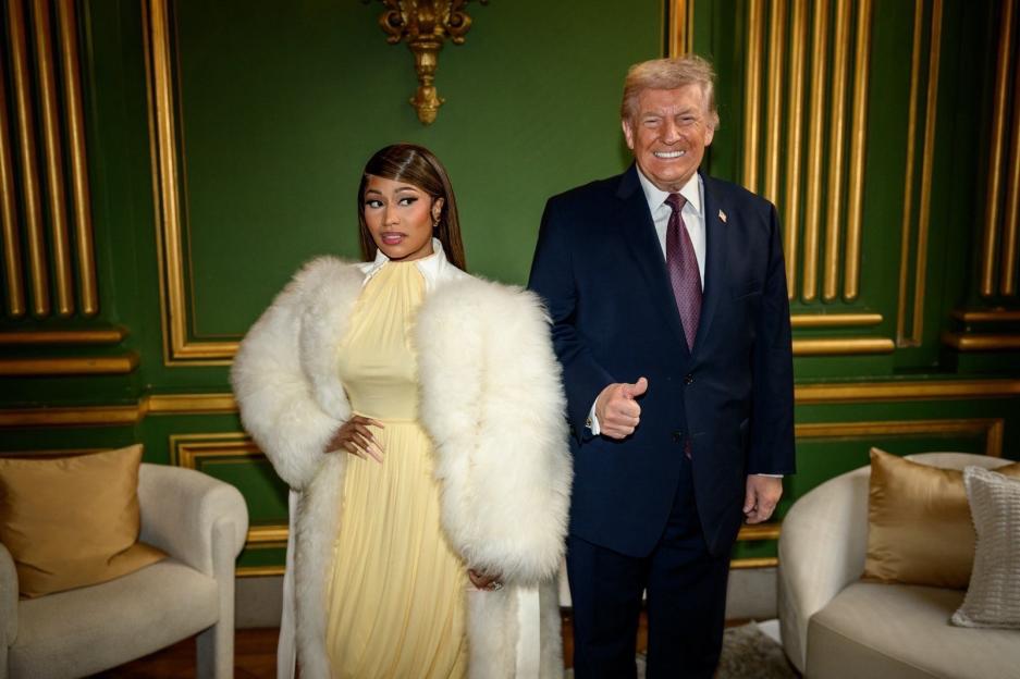 Nicki Minaj and Donald Trump posing for a photo.