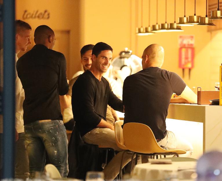 Mikel Arteta and other Manchester City players at Pep Guardiola's restaurant, TAST.