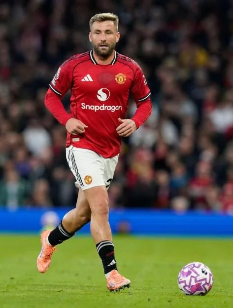 Luke Shaw of Manchester United playing during a match against Brighton and Hove Albion.