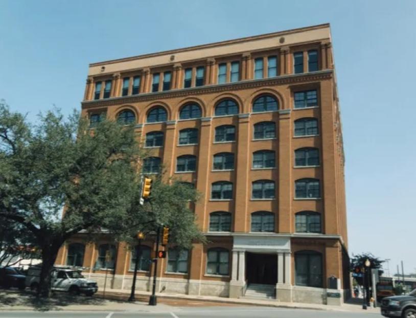 The Texas School Book Depository building.