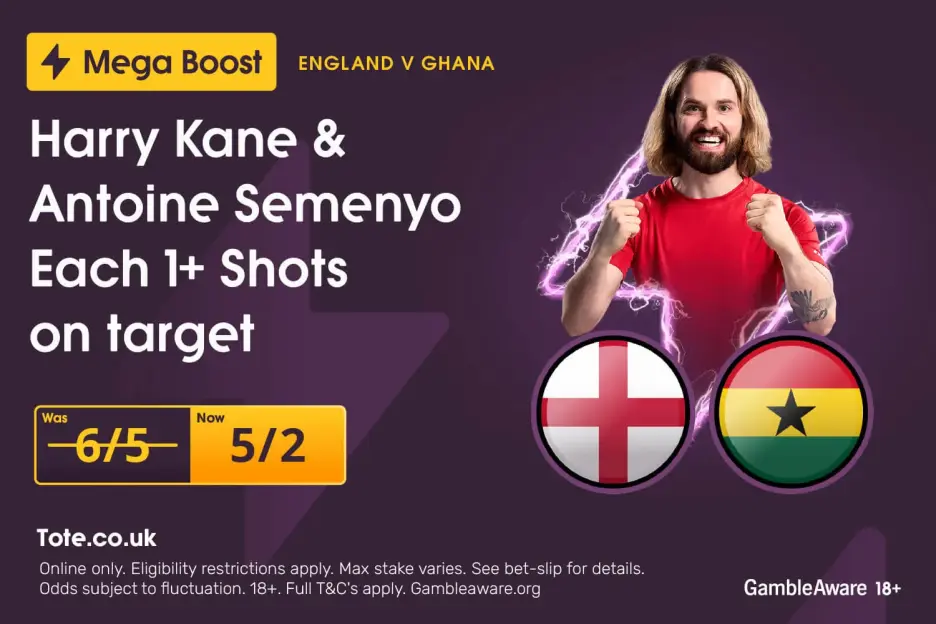 England vs Ghana: Score Big with 5/2 Odds on Harry Kane and Antoine Semenyo Each to Have 1+ Shots on Target at Tote!