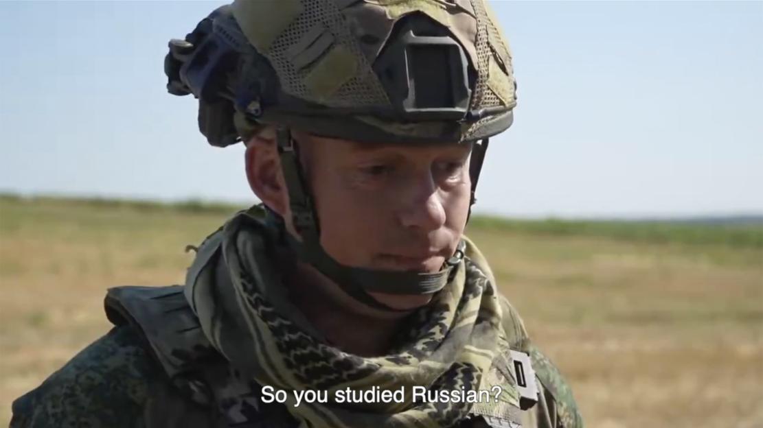Michael Jones in military gear with the caption "So you studied Russian?"
