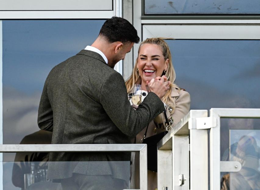 *PREMIUM-EXCLUSIVE* MUST CALL FOR PRICING BEFORE USAGE - Josie Gibson and Sam Wolfenden Seen In A Rather Flirtatious Mood Enjoying Their Day Out at The 2026 Cheltenham Festival on Ladies Day.