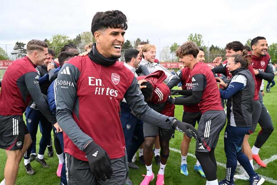 Arsenal FC Training Session And Press Conference - UEFA Champions League 2025/26 Semi Final First Leg