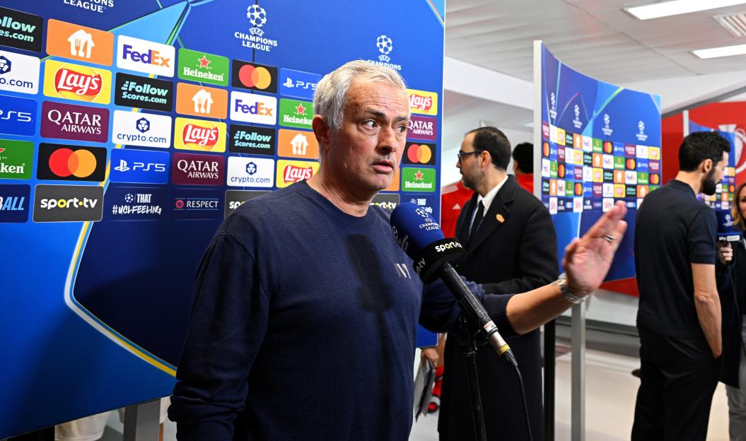 Jose Mourinho, Head Coach of Benfica, speaks to the media during an interview.