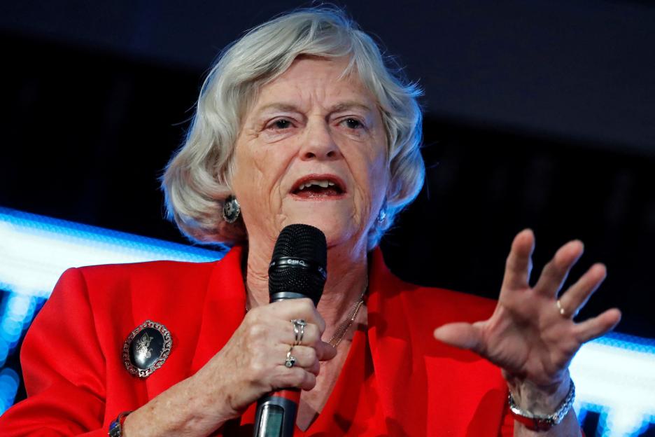 Ann Widdecombe speaking at a Brexit Party rally.