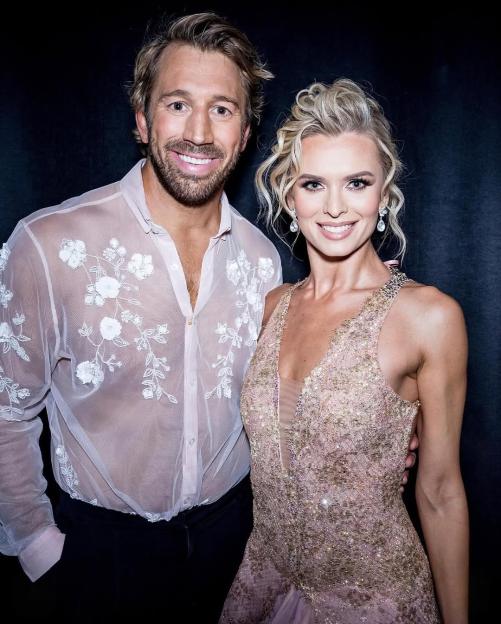 Strictly's Nadiya Bychkova and Chris Robshaw smiling together.