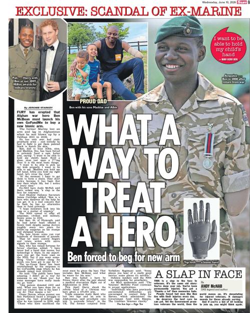 Collage of a newspaper article about Afghan war hero Ben McBean.