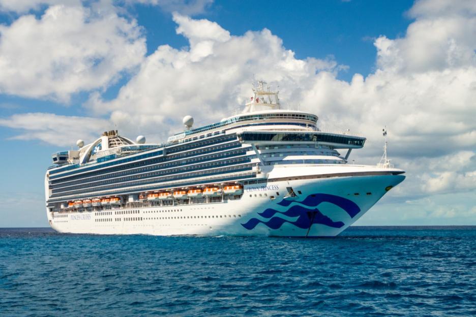 The cruise ship Crown Princess sailing on the ocean.