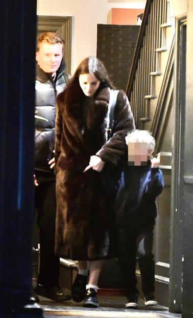 Adam Peaty, Holly Ramsay, and Jesse James leaving a Japanese sushi restaurant in Bath.