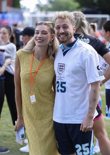 Zara McDermott and Sam Thompson during a training session ahead of Soccer Aid for UNICEF 2024.