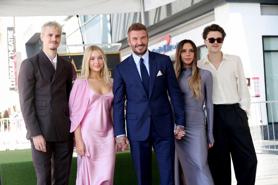 Ca. 12th June, 2026. Romeo Beckham, Harper Beckham, David Beckham, Victoria Beckham, Cruz Beckham at a public appearance for Star on the Hollywood Walk of Fame for David Beckham, Hollywood Boulevard, Los Angeles, CA, June 12, 2026. Credit: Priscilla