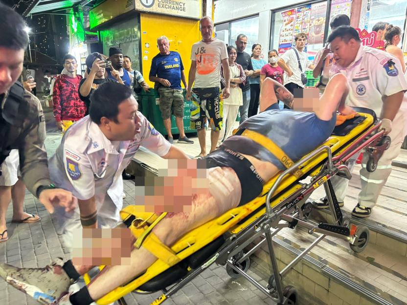 British tourist, 22, collapses in bloodbath during horror stabbing inside shop in Thailand