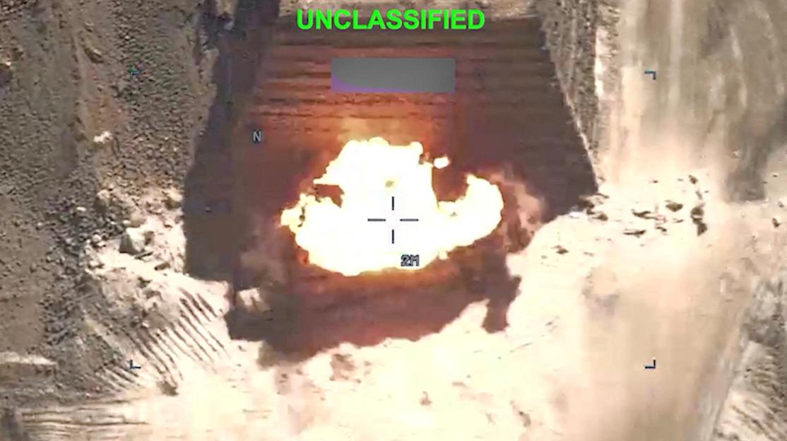Explosions at an unknown location, during what U.S. Central Command says are strikes on Iran