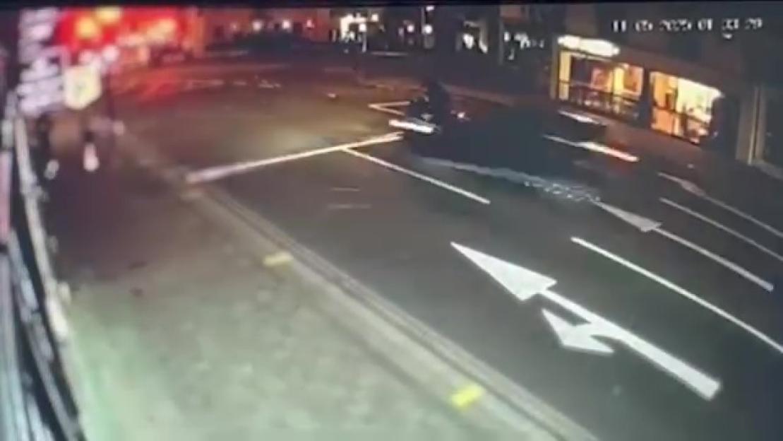 CCTV footage of a car collision on Epsom High Street.