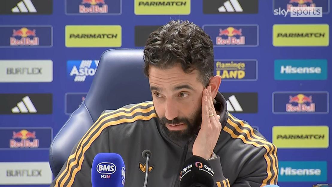 Ruben Amorim at a press conference after the Leeds draw.