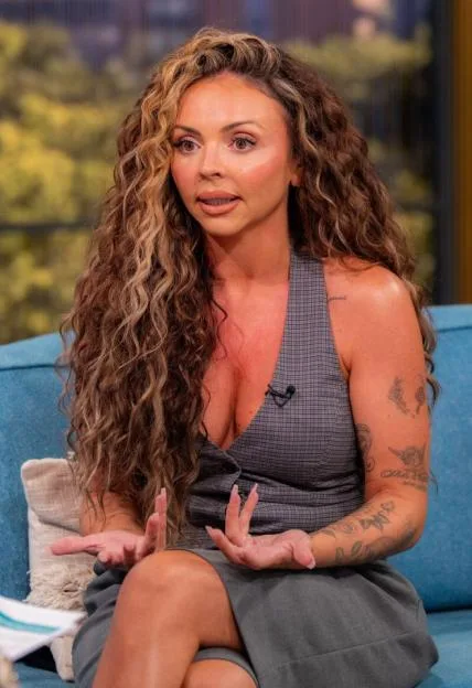Jesy Nelson speaking on the set of the 'This Morning' TV show.
