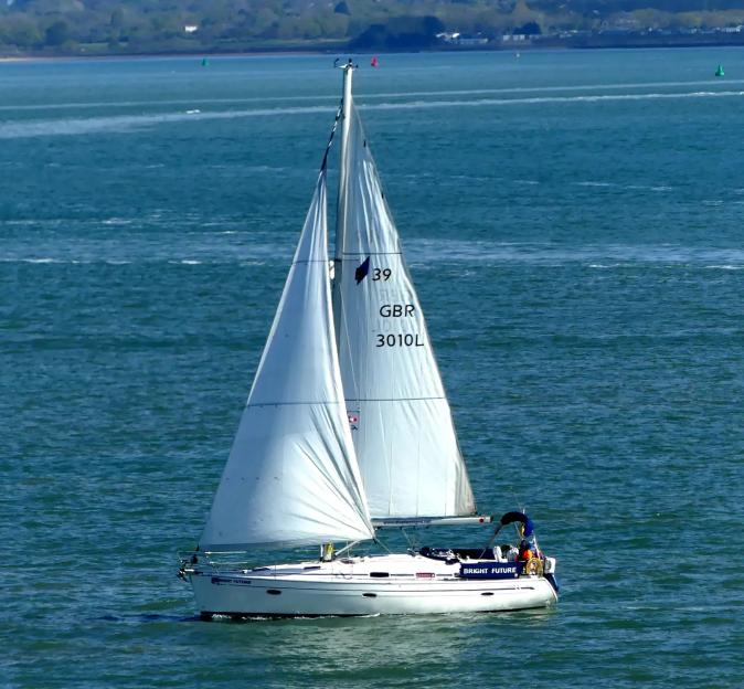 Sailing yacht Bright Future on the water.