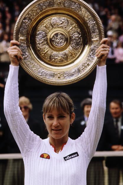 Chris Lloyd Holds Wimbledon Trophy