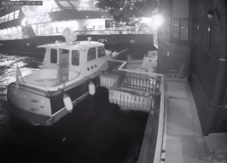 Shocking moment passenger ferry smashes into waterfront mansion after ploughing through moored boat