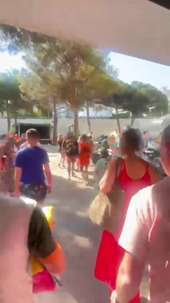 Holidaymakers rushing to get a sun lounger at a hotel in Salou, Spain.