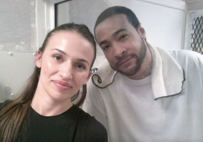 Tiana Krasniqi and James Broadnax, the man she married on death row, pose for a photo.